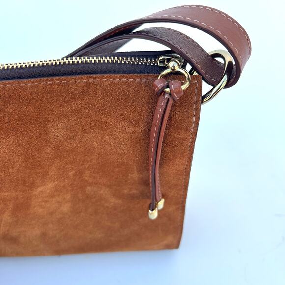 Kendall Conrad Crossbody Purse Camel Suede Quiet Luxury Minimalist Bag Tan - Picture 2 of 10